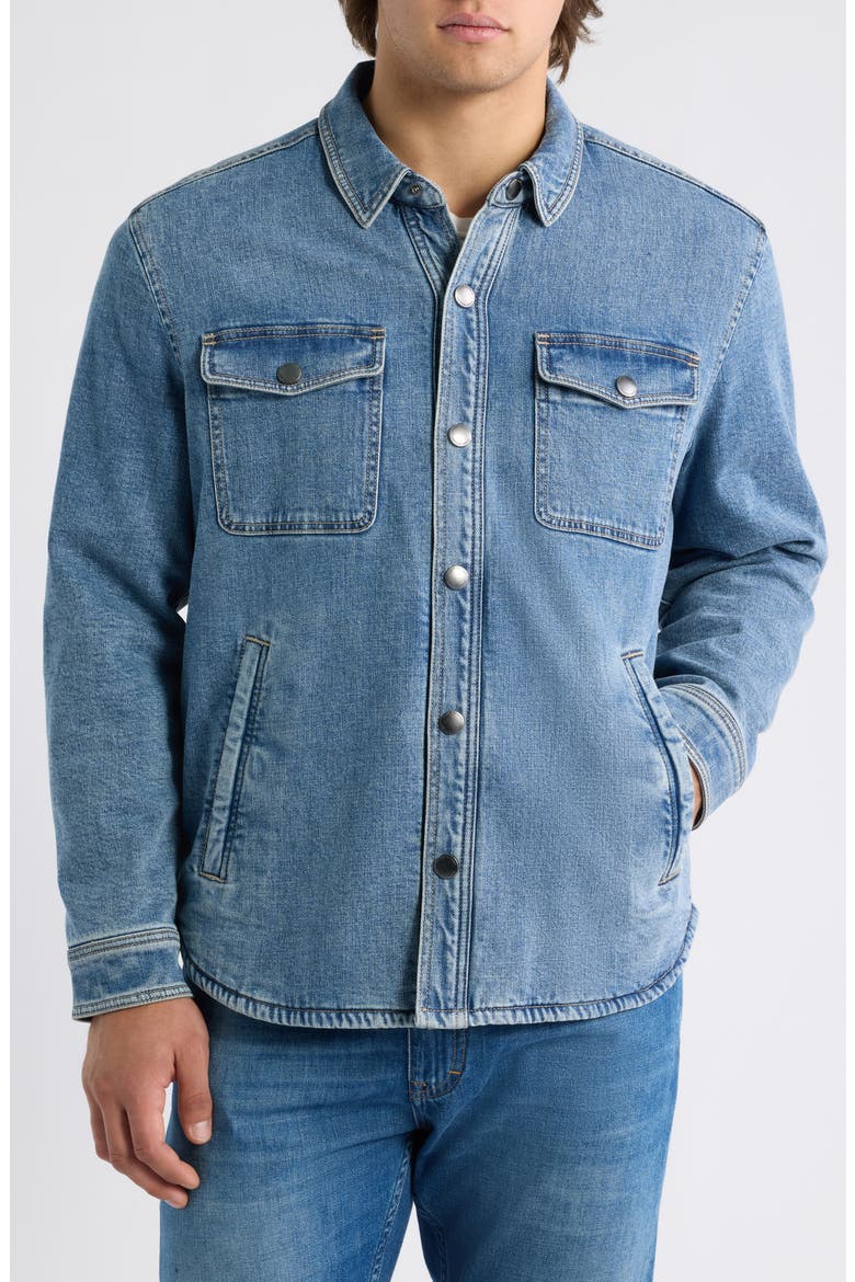 Santa Ynez Fleece Lined Denim Shirt Jacket, Alternate, color, LT INDIGO WASH