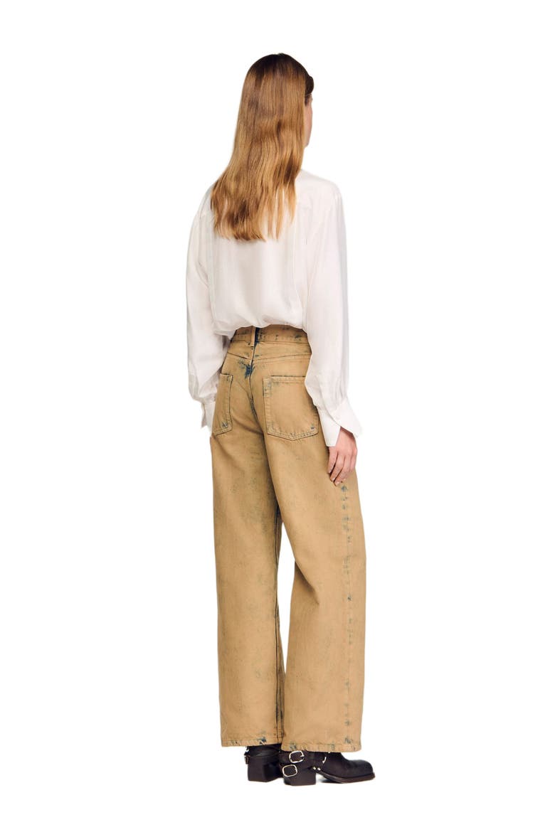Faded wide-leg jeans, Alternate, color, Beige