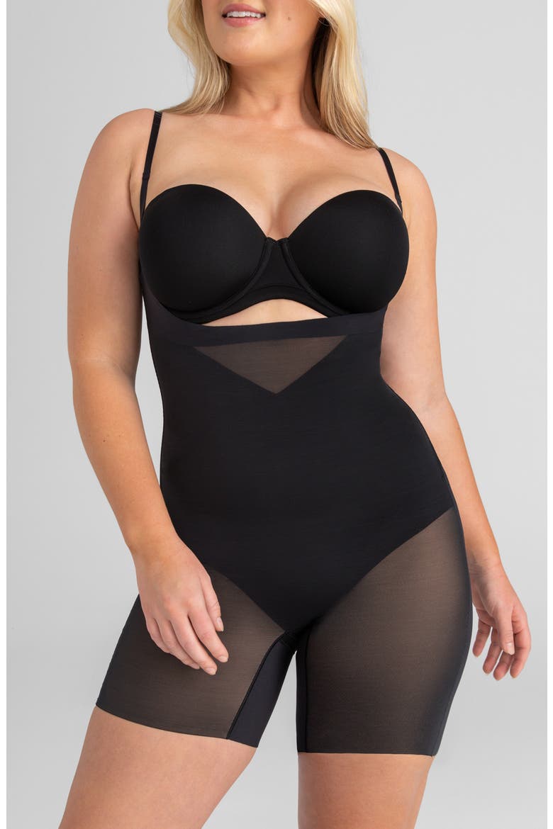 Open Bust Mid Thigh Shaper Bodysuit, Main, color, RUNWAY