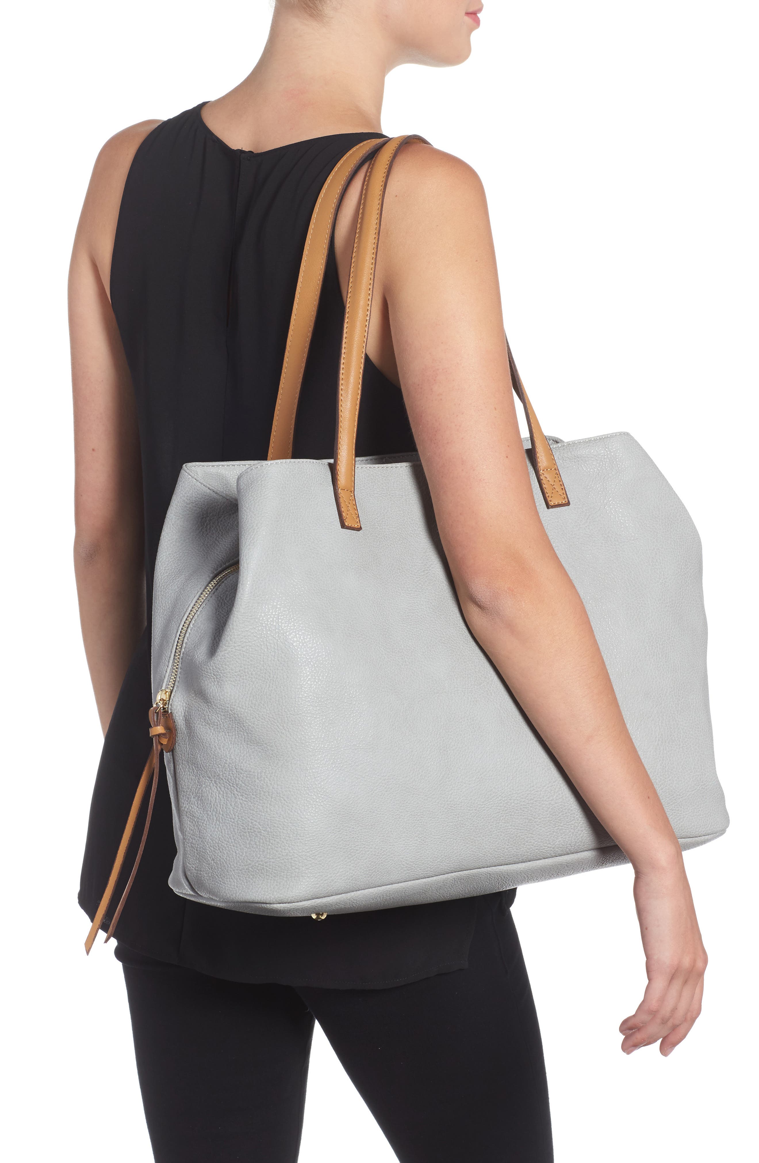 Millar Faux Leather Tote, Alternate, color, GREY