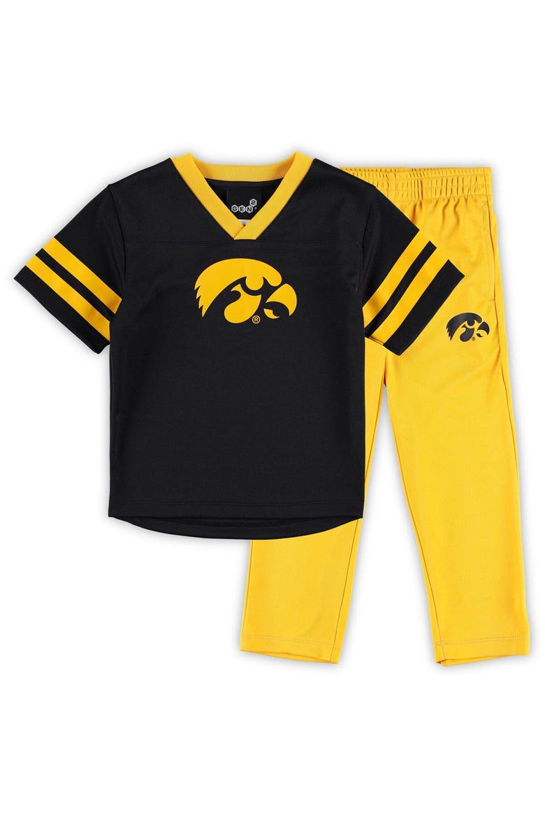 Preschool Black/Gold Iowa Hawkeyes Red Zone Jersey & Pants Set, Main, color, Black