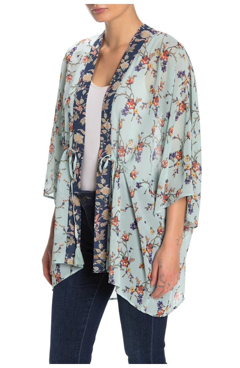 DR2 by Daniel Rainn Floral Print Short Kimono, Main, color,