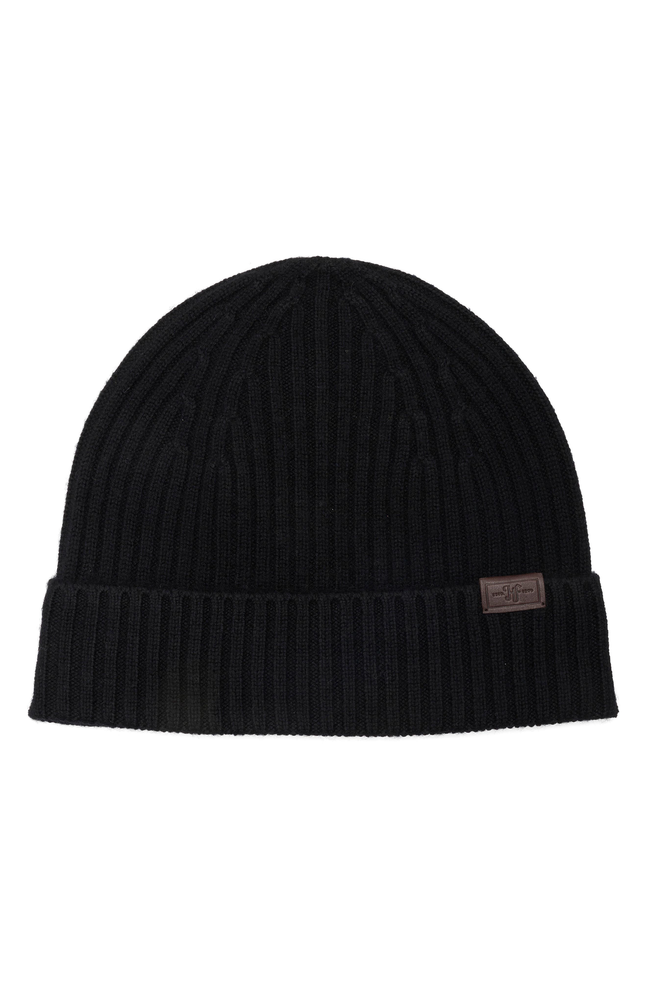 Hickey Freeman Merino Wool Rib Knit Beanie