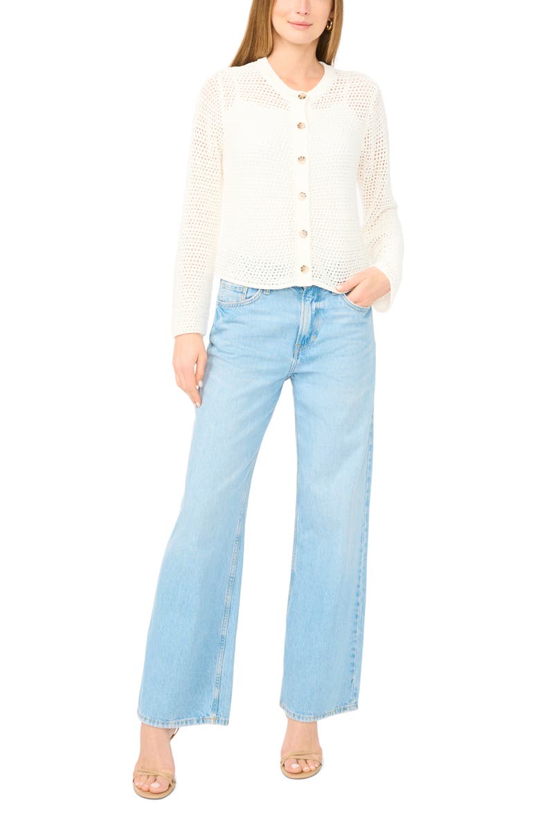 Vince Camuto Open Weave Cardigan, Alternate, color, Antique White