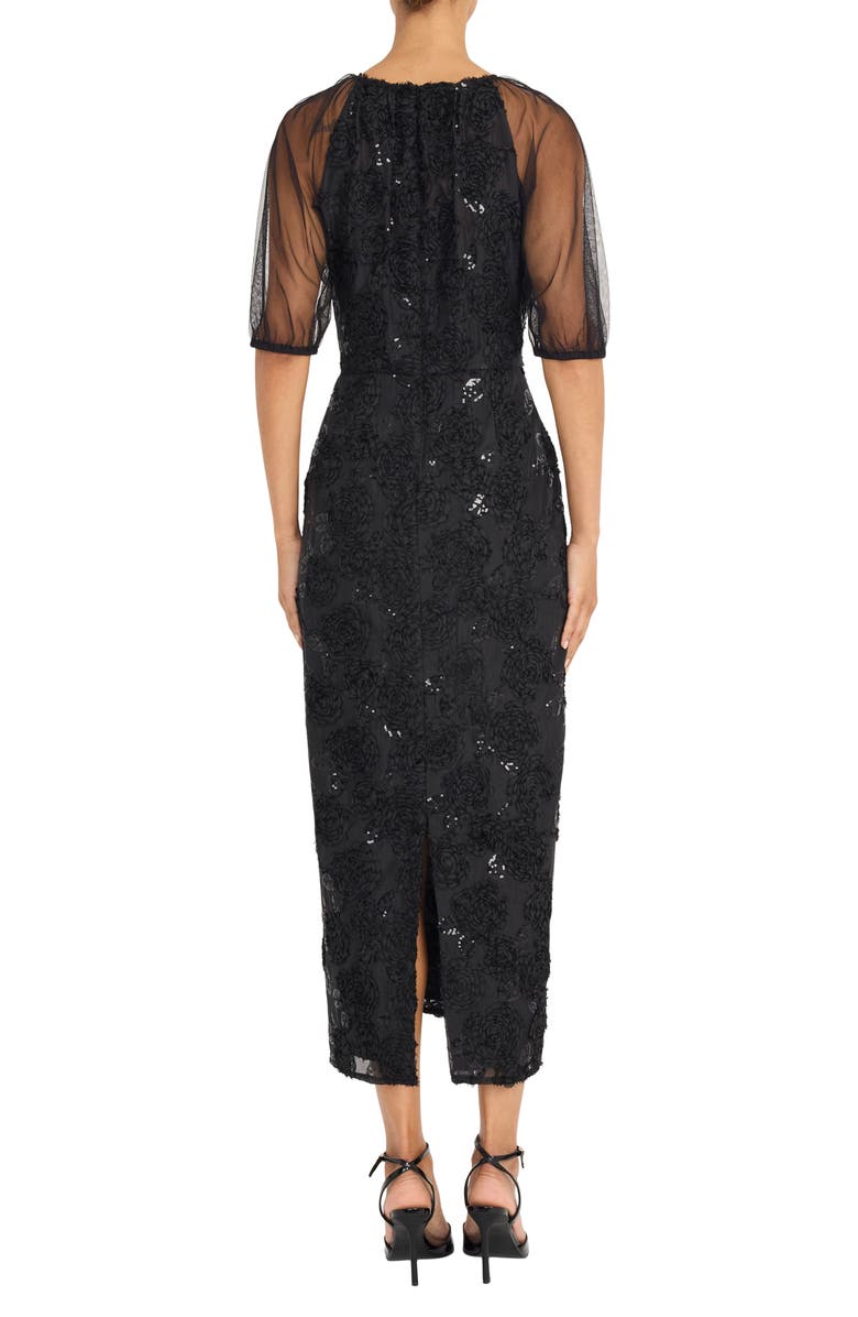 Maggy London Sequin Floral Cocktail Sheath Dress, Alternate, color, Black