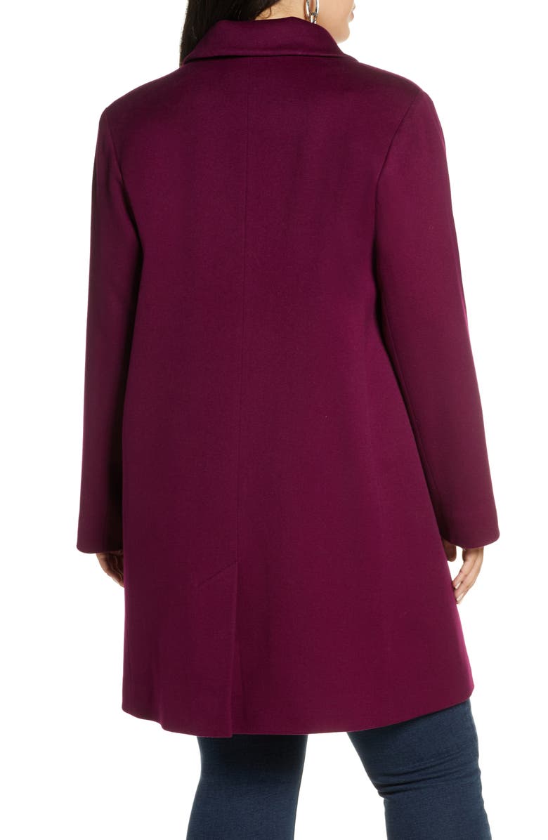 Fleurette Notch Collar Coat, Alternate, color, Aubergine