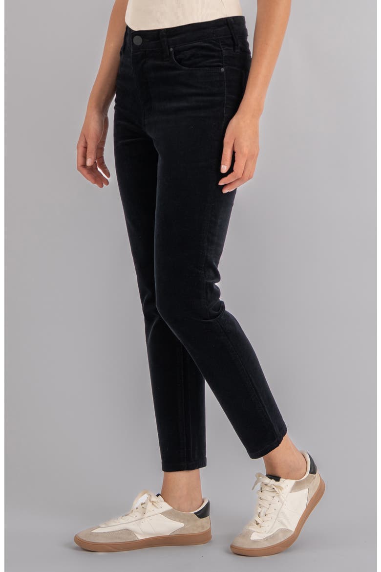 Charlize High Waist Velvet Ankle Cigarette Pants, Alternate, color, BLACK