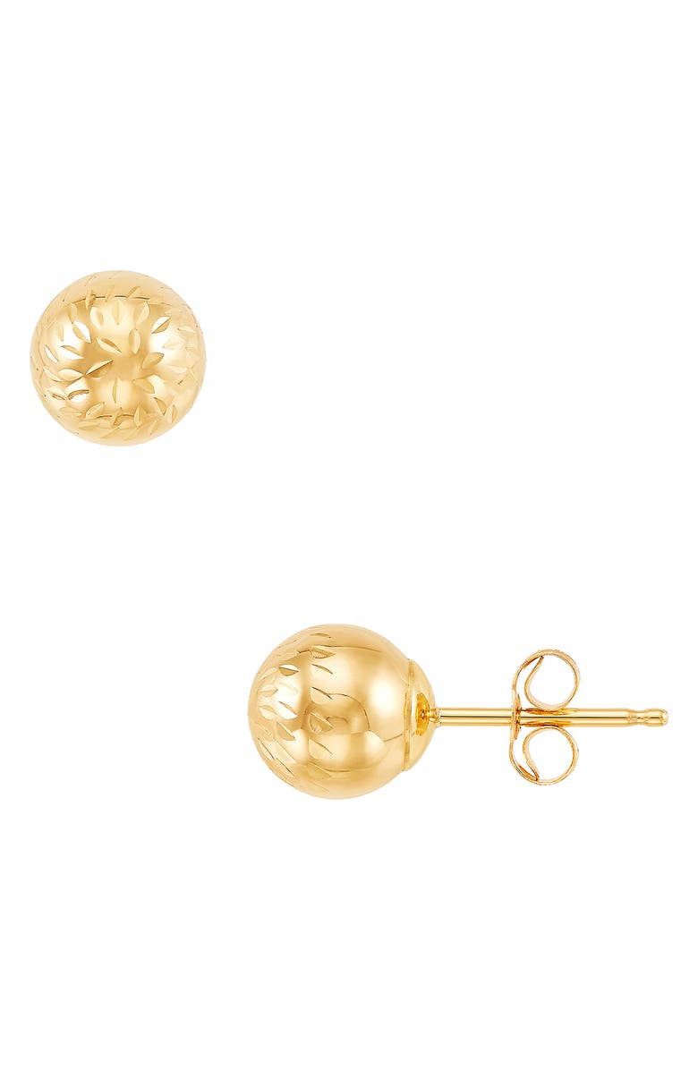 Frankie & Zoe 14K Gold Swirl Cut Ball Stud Earrings, Alternate, color, Yellow Gold