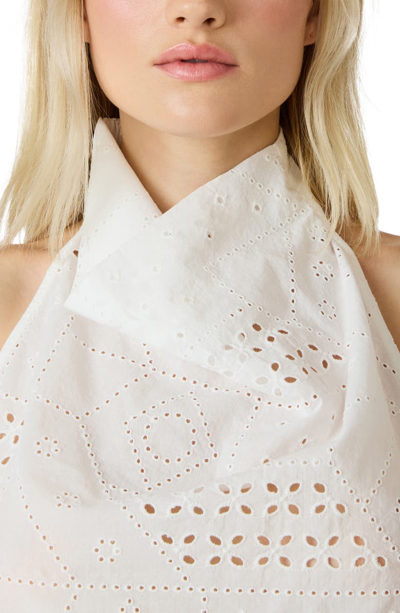 Steve Madden Lou Eyelet Embroidered Halter Top, Alternate, color, Birch White