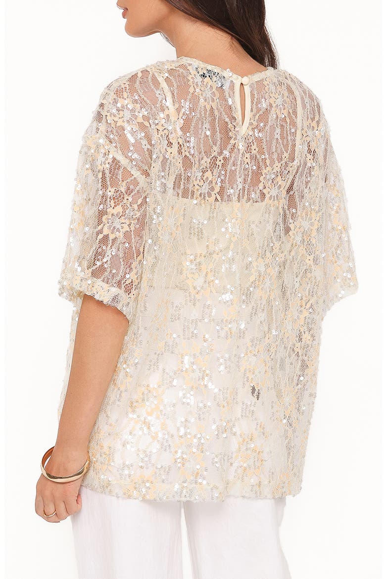 Yonder Oversize Check Sequin Floral Lace Top, Alternate, color, PALE YELLOW