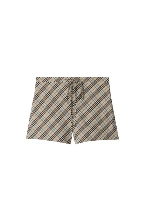 Burberry Beige Check Cotton Pyjama Shorts In Husk