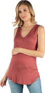 24seven Comfort Apparel Maternity V-Neck Tunic Tank Top with Round Hemline