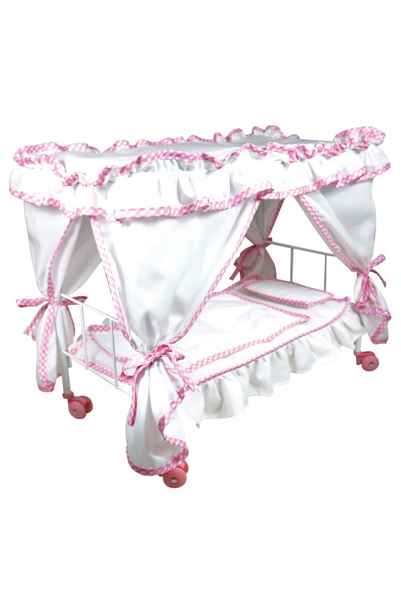 Lissi Princess Canopy Bed Set 14" Pink Sheep Baby Doll, Alternate, color, Multicolored