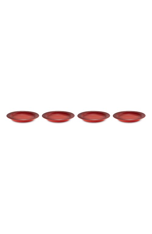 Le Creuset Vancouver Set Of 4 Dinner Plates In Cerise