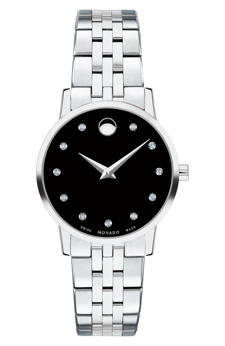 Movado Museum Classic Diamond Bracelet Watch, 28mm, Main, color,