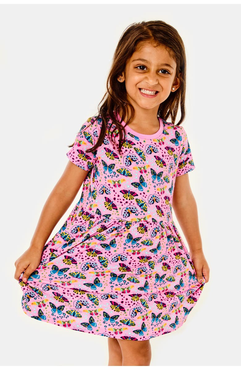 Clover Baby & Kids Stretchy Short Sleeve Twirl Dress - Butterflies, Main, color, Butterflies