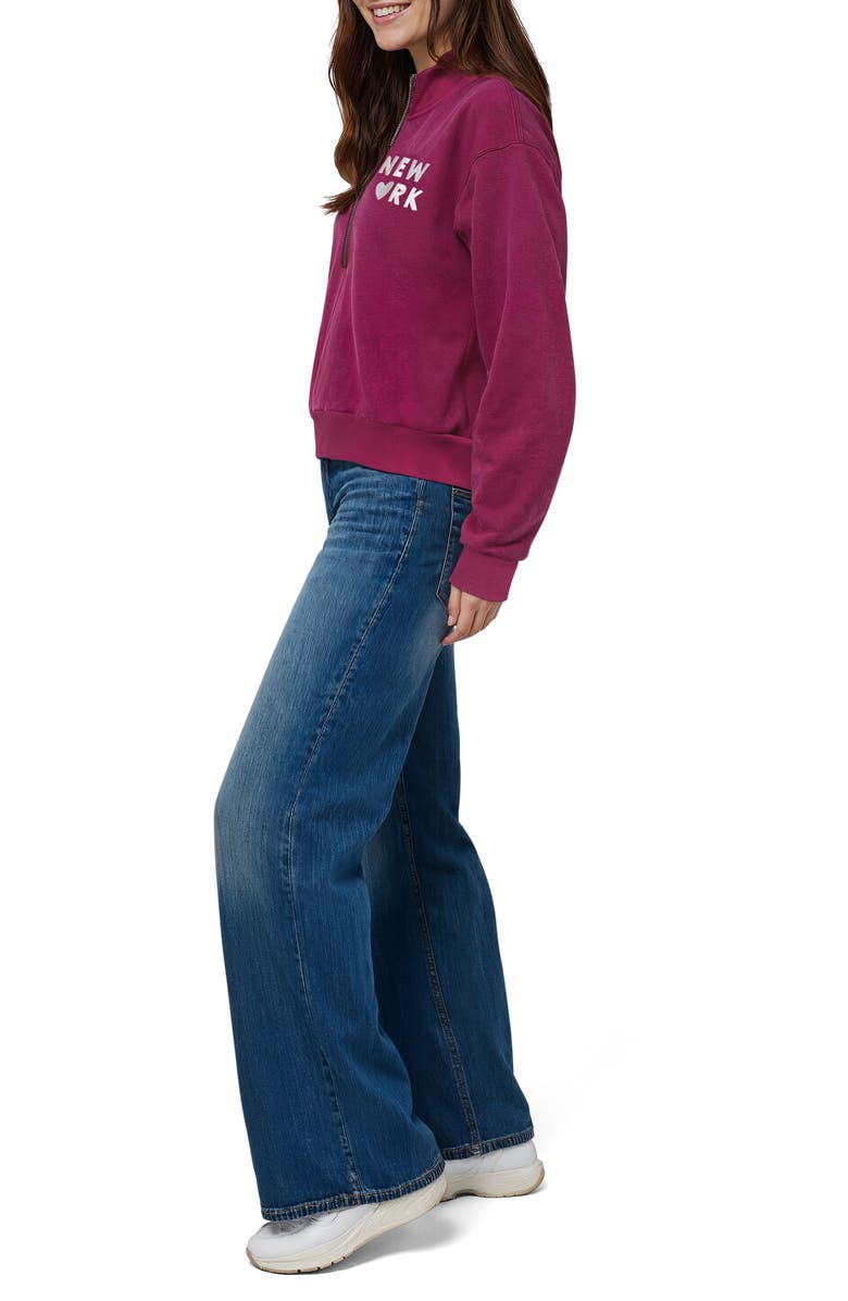 Wildfox Carly Big Apple Quarter Zip Pullover, Alternate, color, Boysenberry