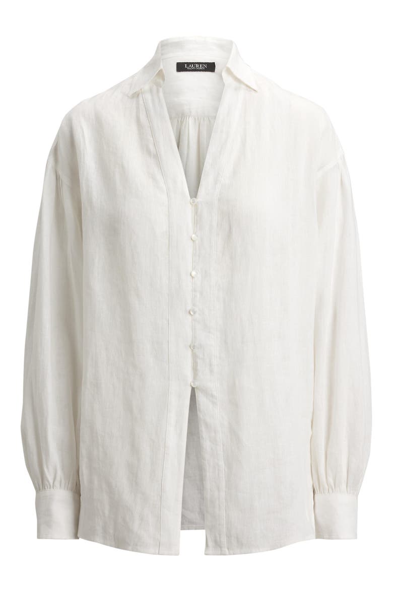 Relaxed Fit Linen Button-Up Shirt, Alternate, color, WHITE