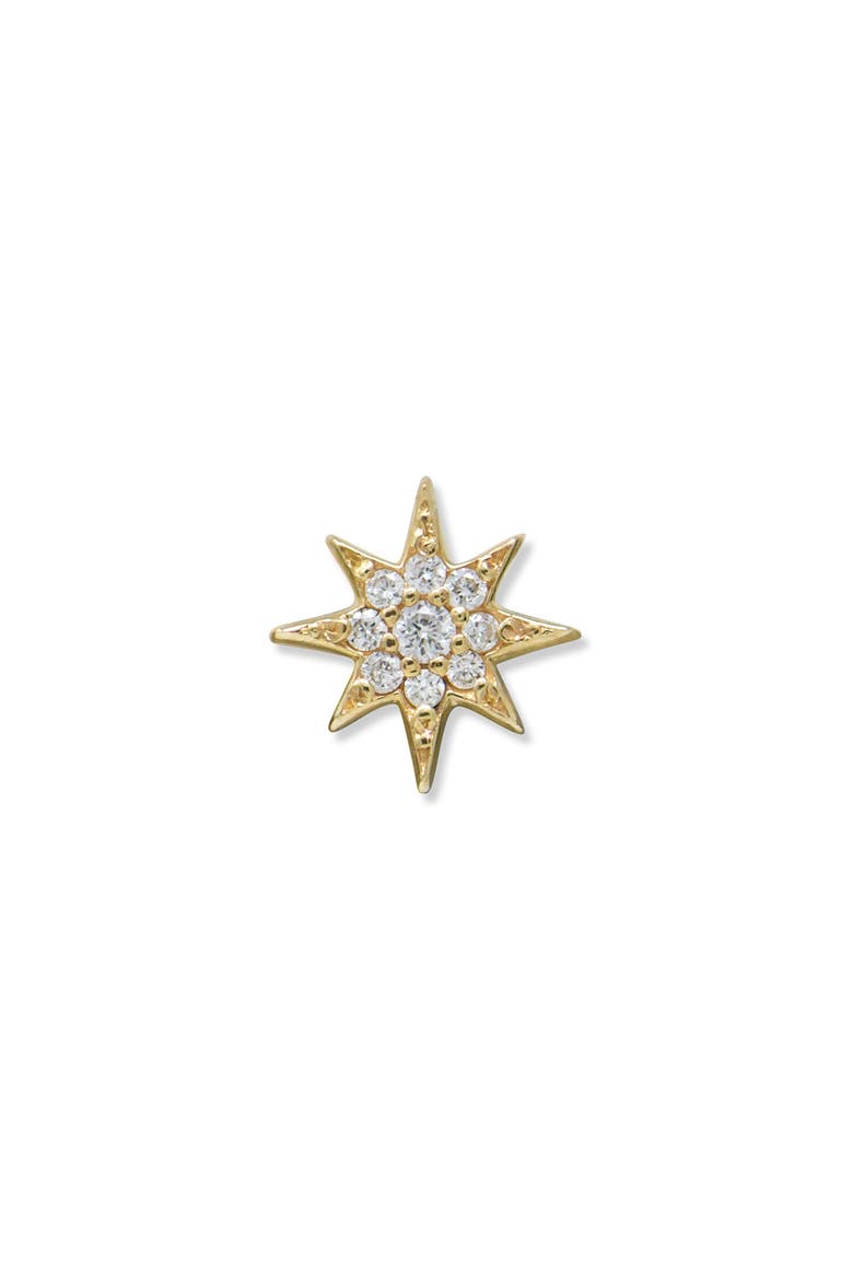 Aztec North Star 14K Gold & Diamond Single Stud Earring, Main, color, YELLOW GOLD