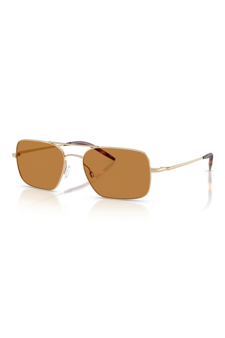 55mm Victory II Rectangular Sunglasses, Alternate, color, GOLD / COGNAC