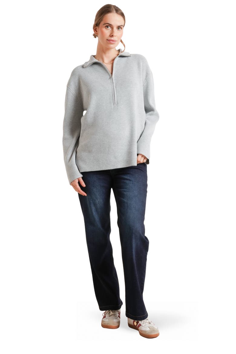 Blaire Maternity Half-Zip Sweater, Alternate, color, Grey