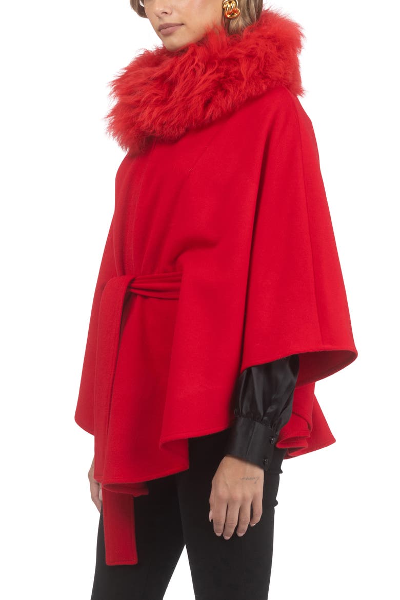Wool Belted Cape, Main, color, RED