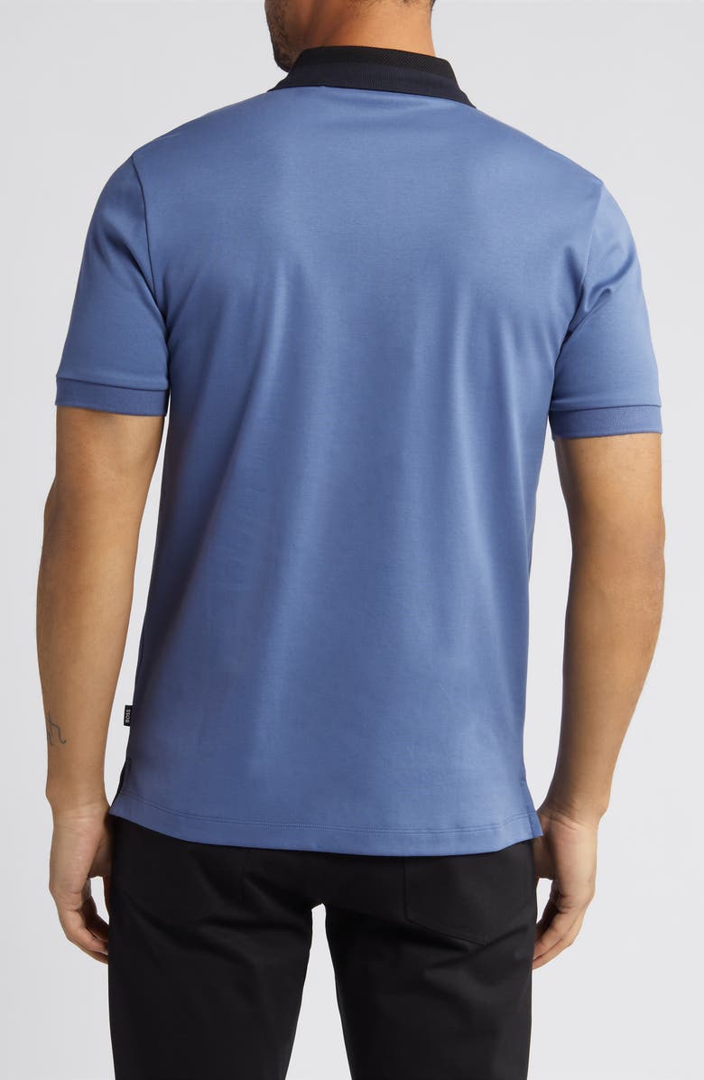 BOSS Phillipson Colorblock Collar Cotton Polo, Alternate, color, Open Blue