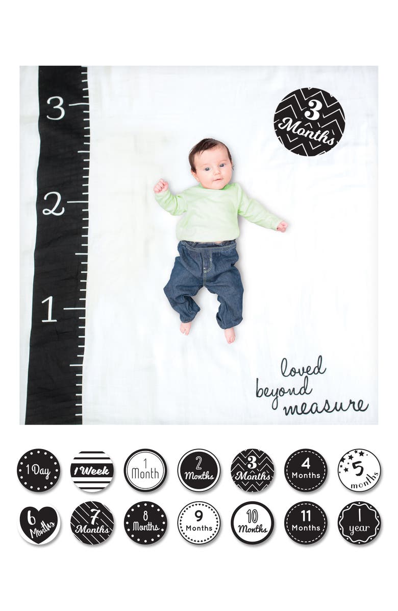 Lulujo Baby's First Year - Loved Beyond Measure Muslin Blanket & Milestone Card Set, Alternate, color, 