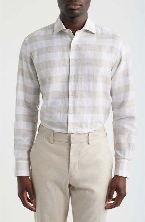 Modern Fit Cotton & Linen Easy-Iron Dress Shirt
