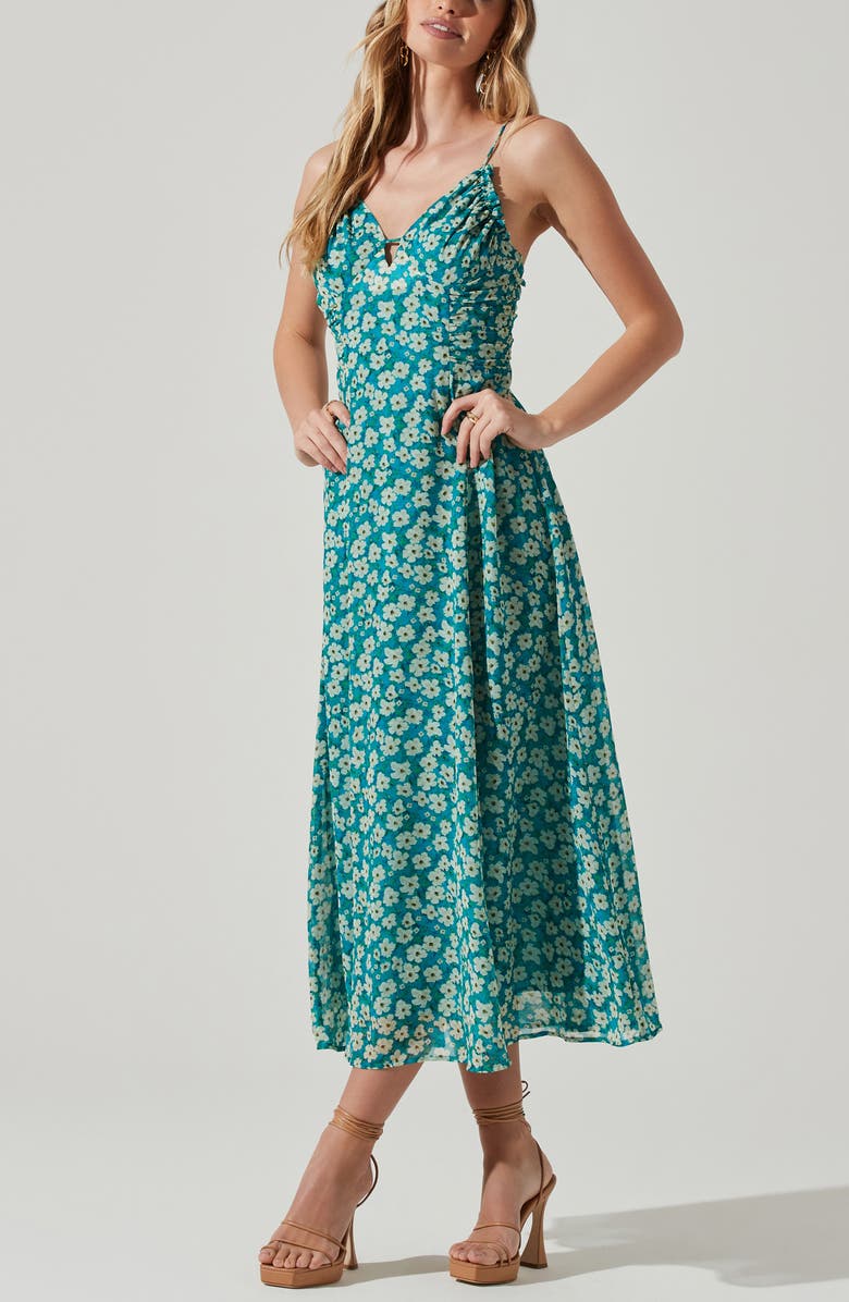 knee length dresses for ladies Palmero Floral Ruched Midi Dress