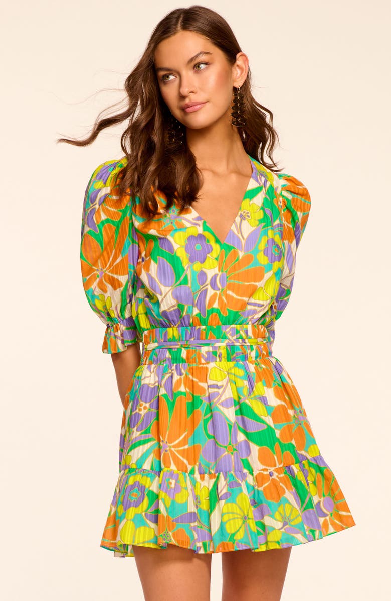 Ramy Brook Susan Retro Floral Print Minidress, Alternate, color, 