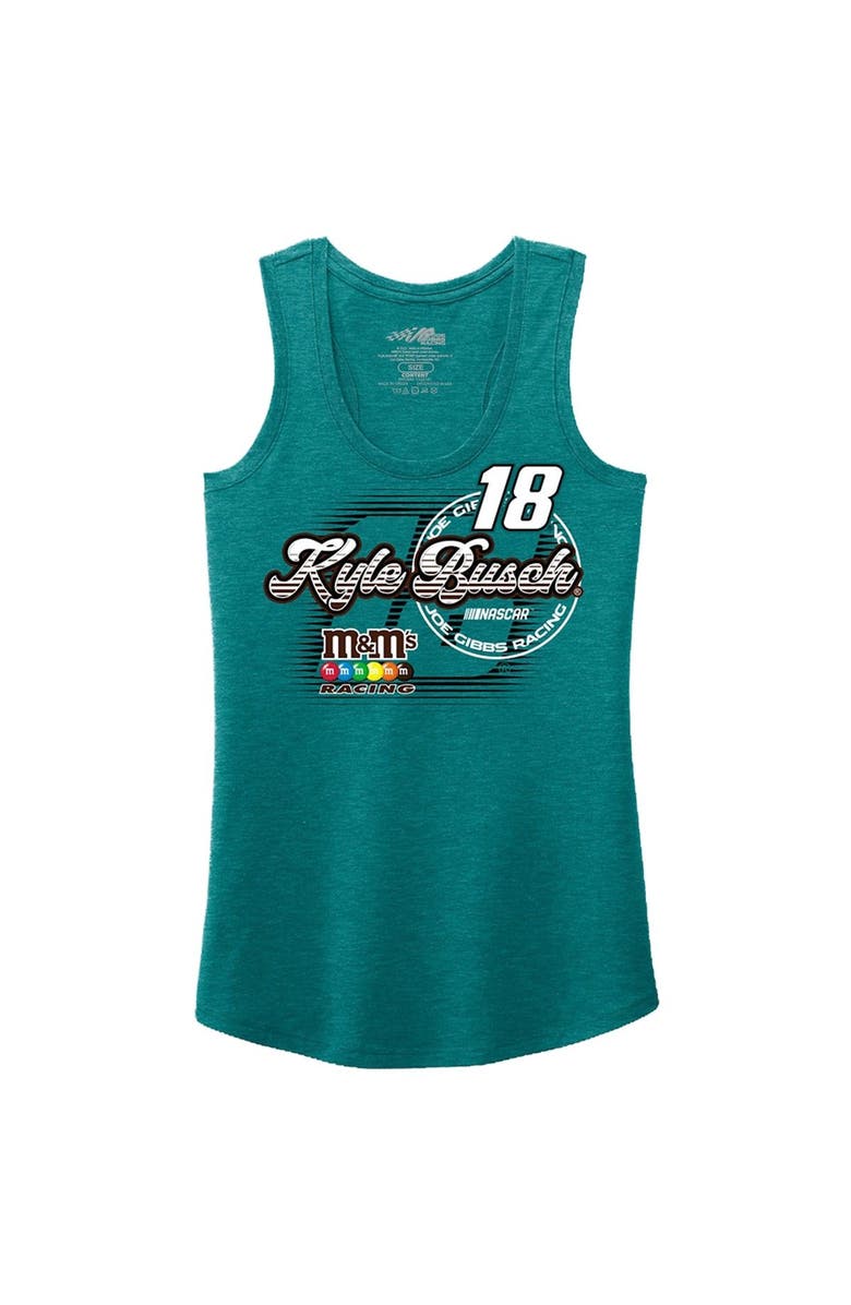 JOE GIBBS RACING TEAM COLLECTION Women's Joe Gibbs Racing Team Collection Teal Kyle Busch Racerback Tank Top, Alternate, color,