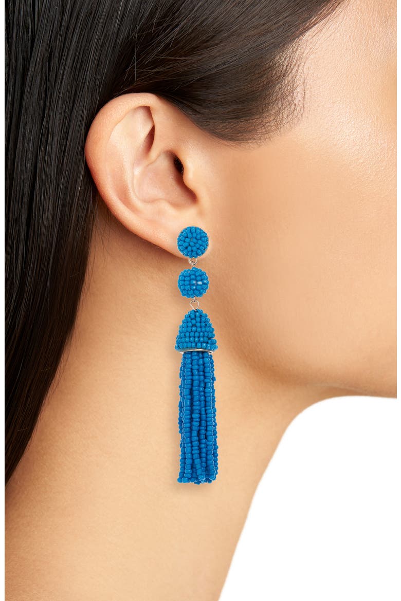 Granita Beaded Tassel Earrings, Alternate, color, COBALT