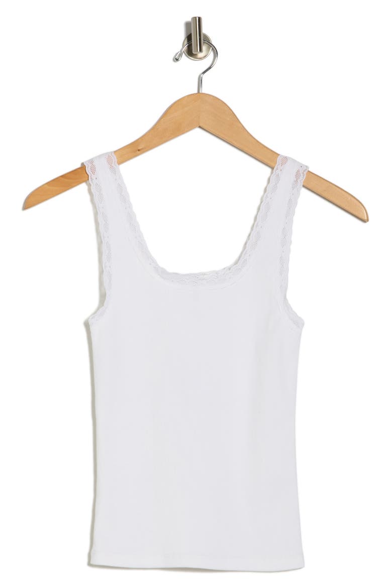 Lace Trim Tank Top, Alternate, color, WHITE
