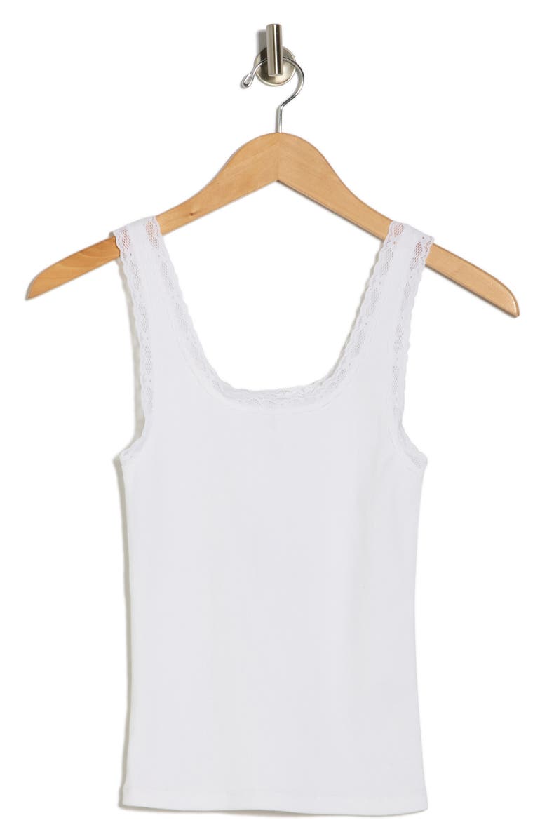 Abound Lace Trim Tank Top, Alternate, color, White