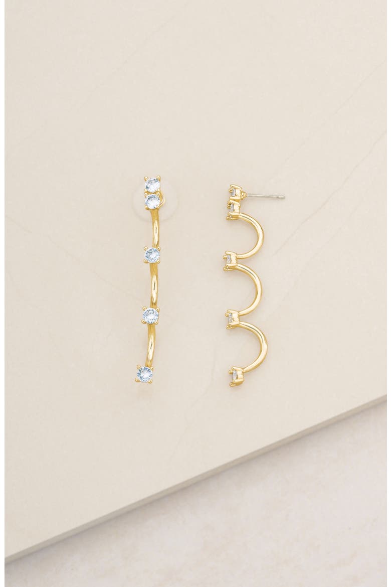 Crystal Scallop Drop Earrings, Alternate, color, GOLD