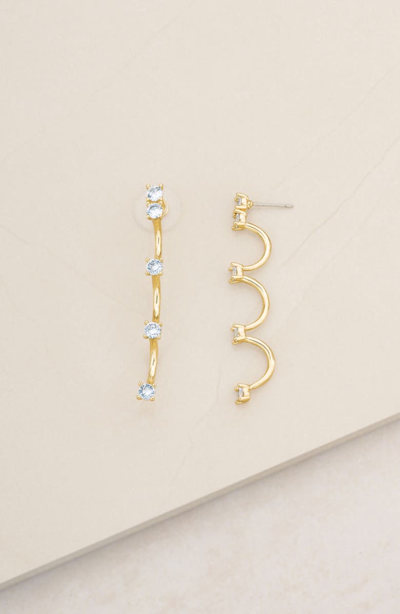 Ettika Crystal Scallop Drop Earrings, Alternate, color, Gold