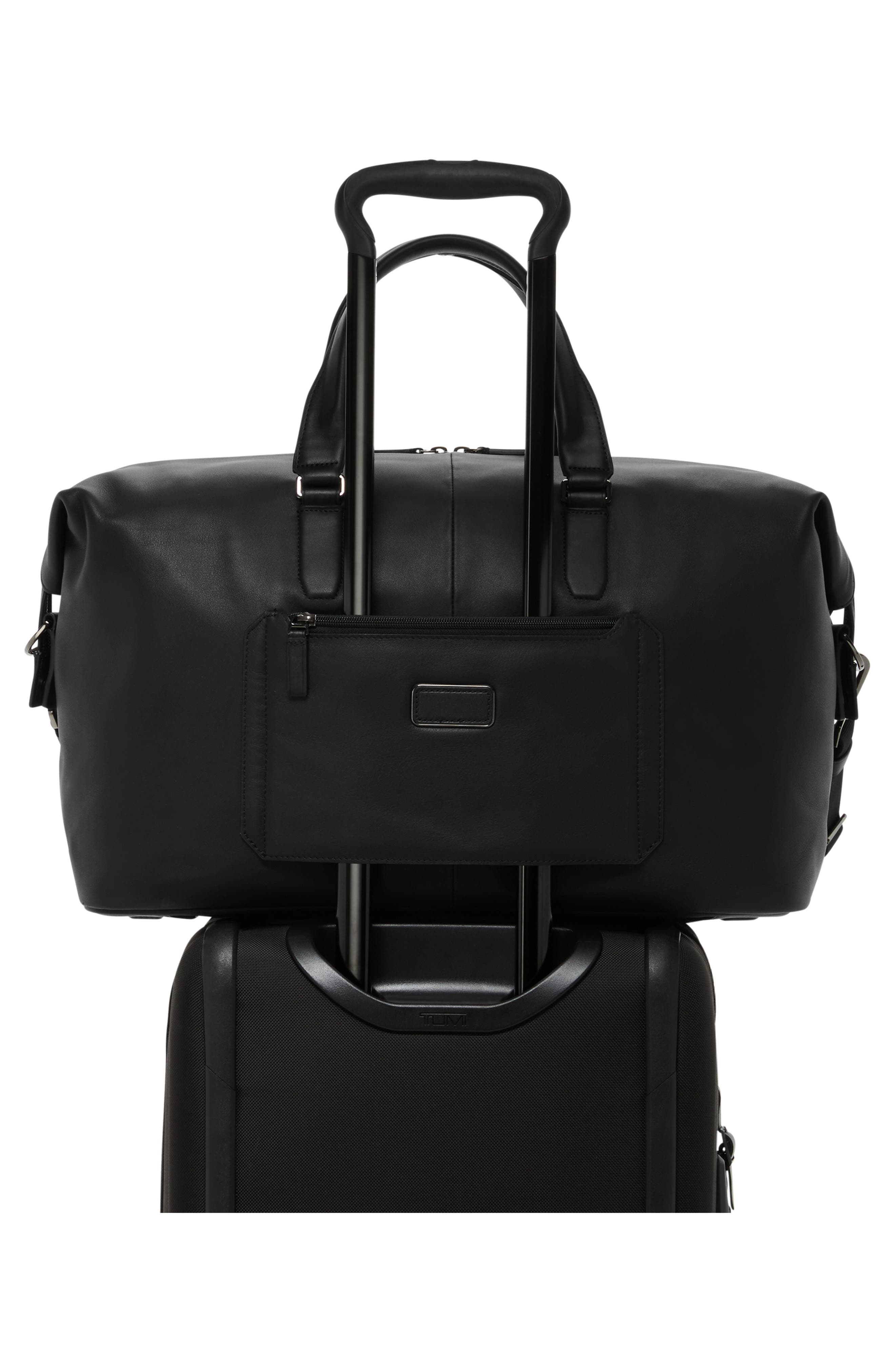 TUMI Nelson Leather Duffle Bag, Alternate, color, Black Bombe