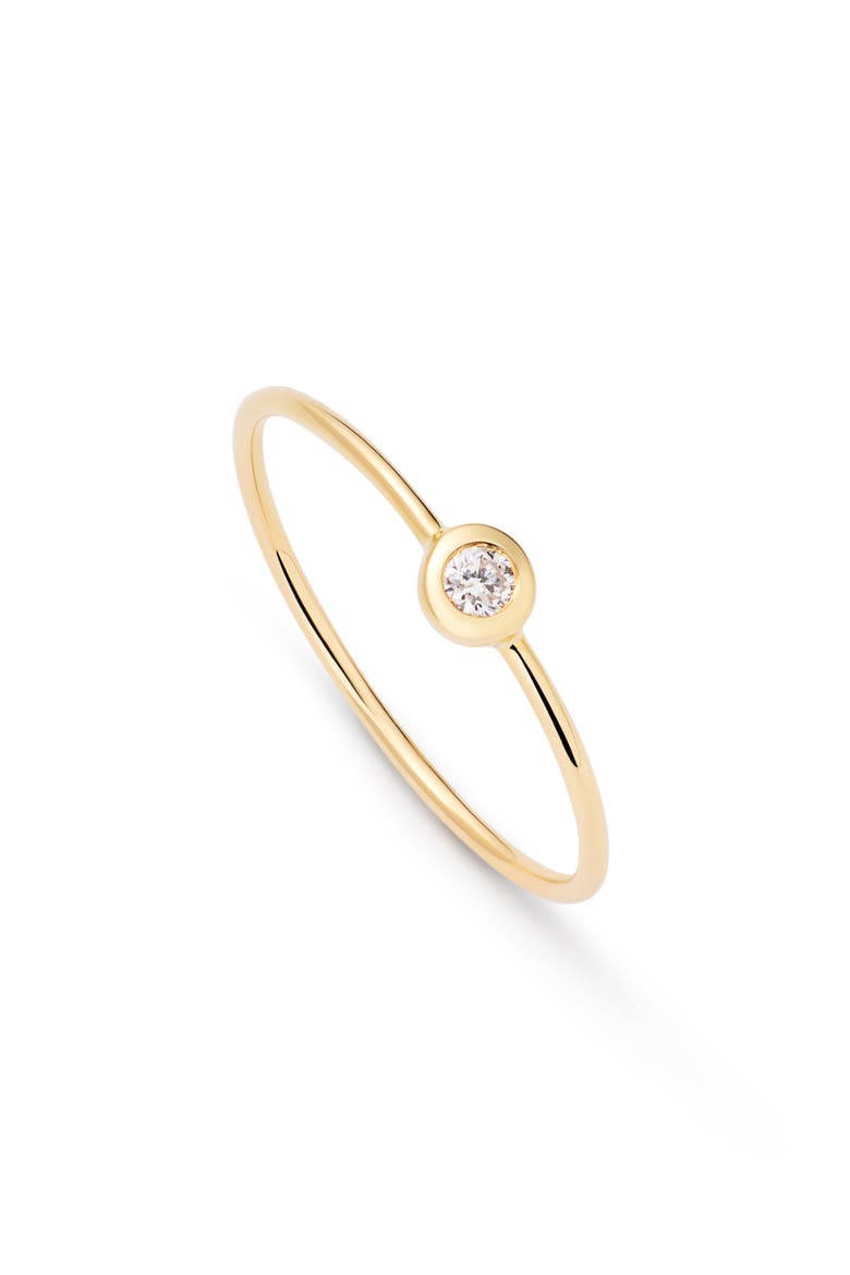Solid Yellow Gold - Solo Diamond Stacking Ring, Main, color, Gold