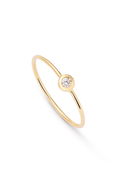Solid Yellow Gold - Solo Diamond Stacking Ring