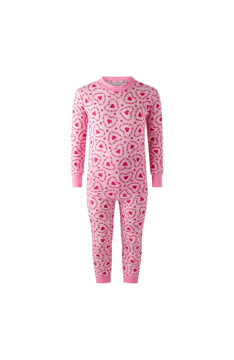 Rachel Riley Floral Heart Pajamas, Main, color, Pink