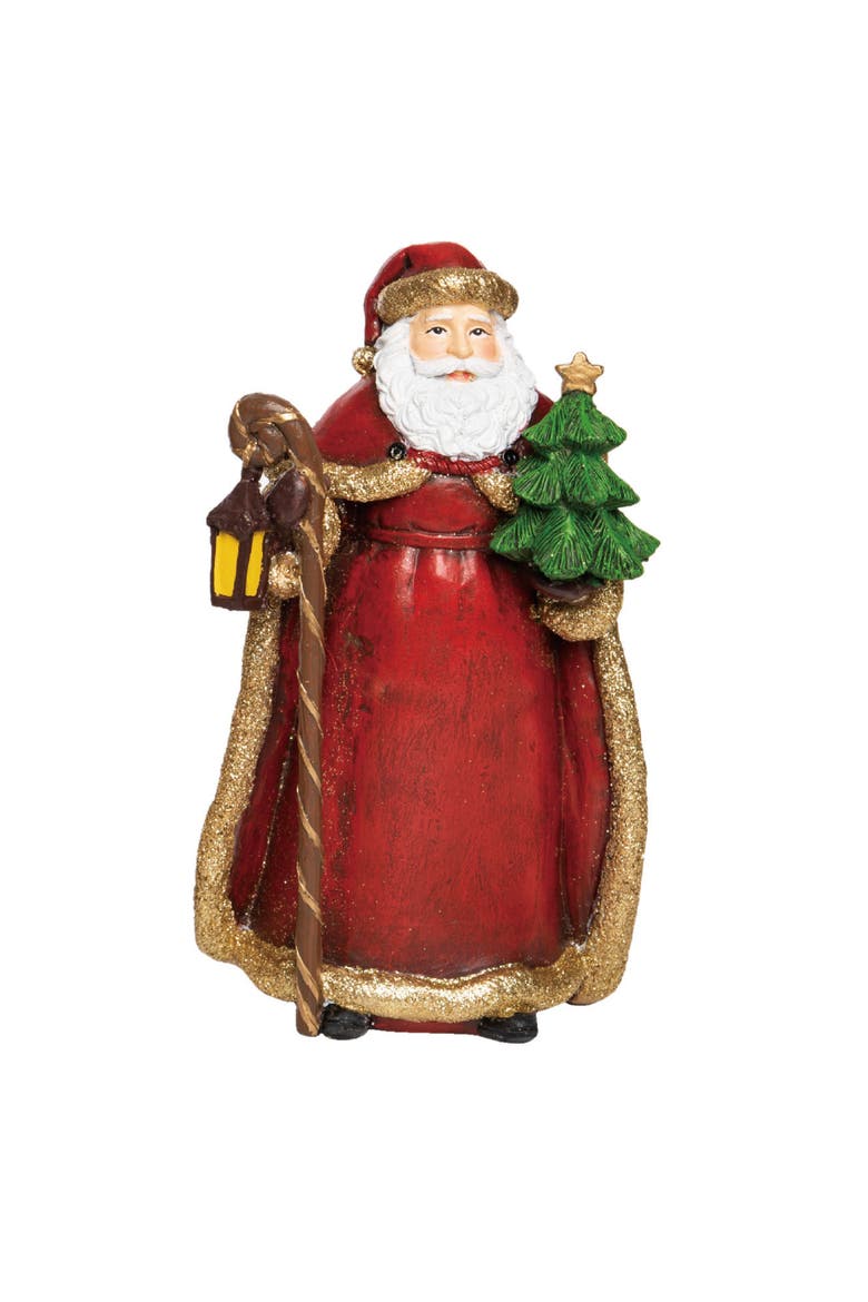 Multicolored Christmas Gilded Santa Figurine, Main, color, Multicolored