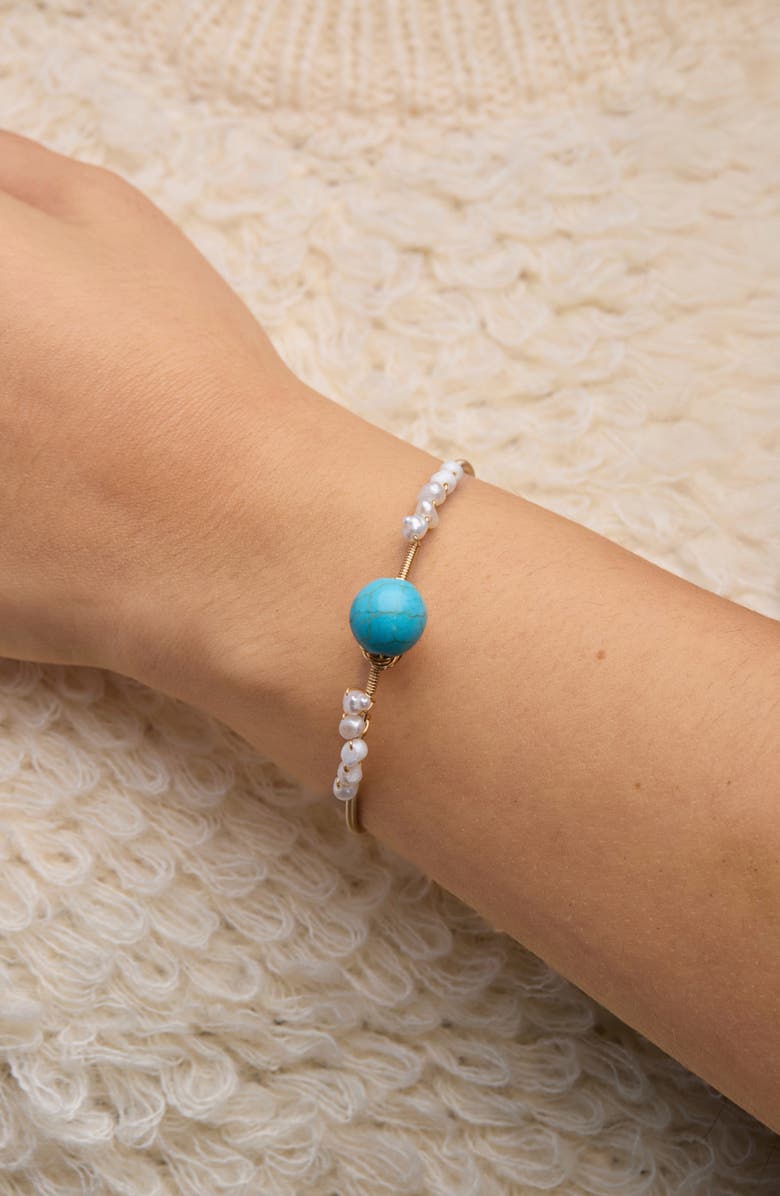 SAACHI Turquoise & Freshwater Pearl Cuff Bracelet, Alternate, color, 14K Gold/ Turquoise/ Pearl