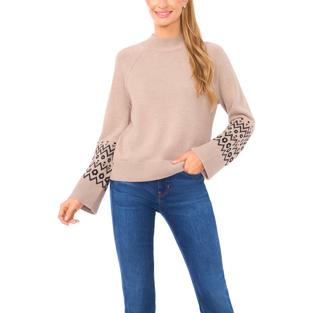 Halogenr Halogen(r) Fair Isle Accent Mock Neck Sweater In Neutral