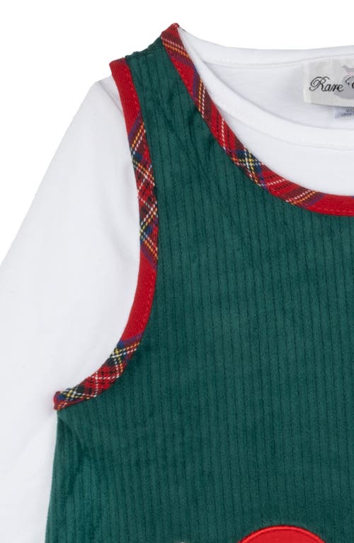 Rare Editions Kids' Corduroy Santa Dress & Long Sleeve T-shirt Set In Green