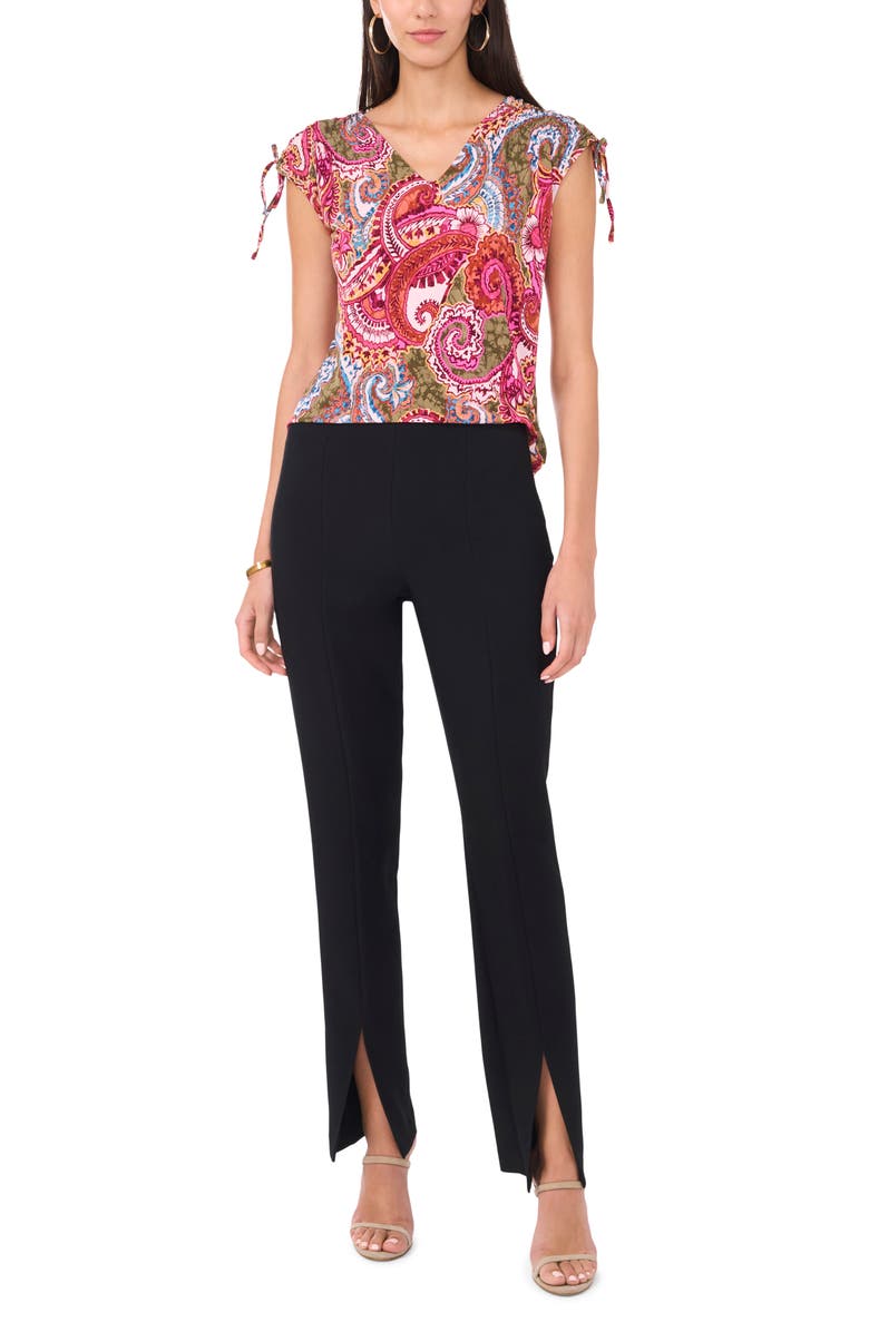 Chaus Paisley Knit Top, Alternate, color, Olive/Fuschia/Rust