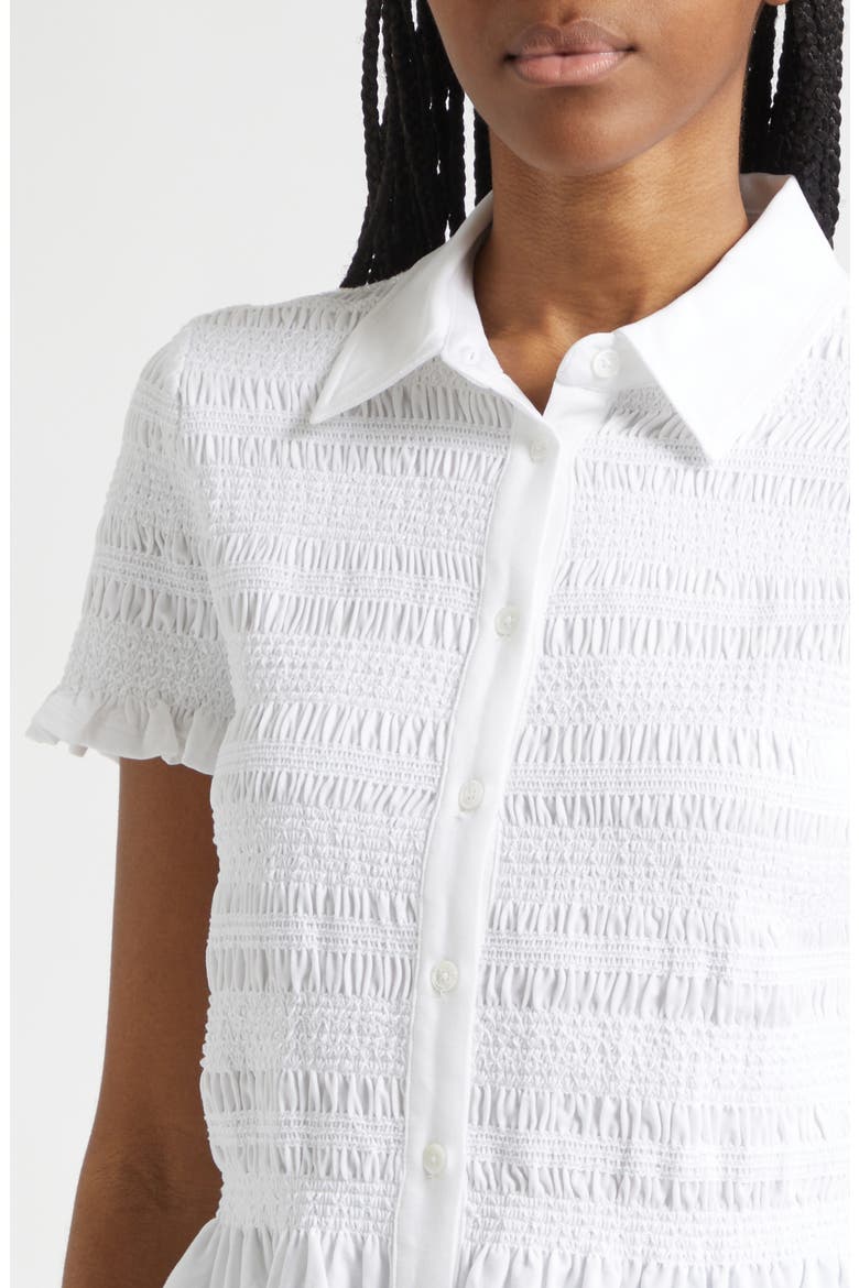 Ellisandra Shirred Peplum Top, Alternate, color, WHITE