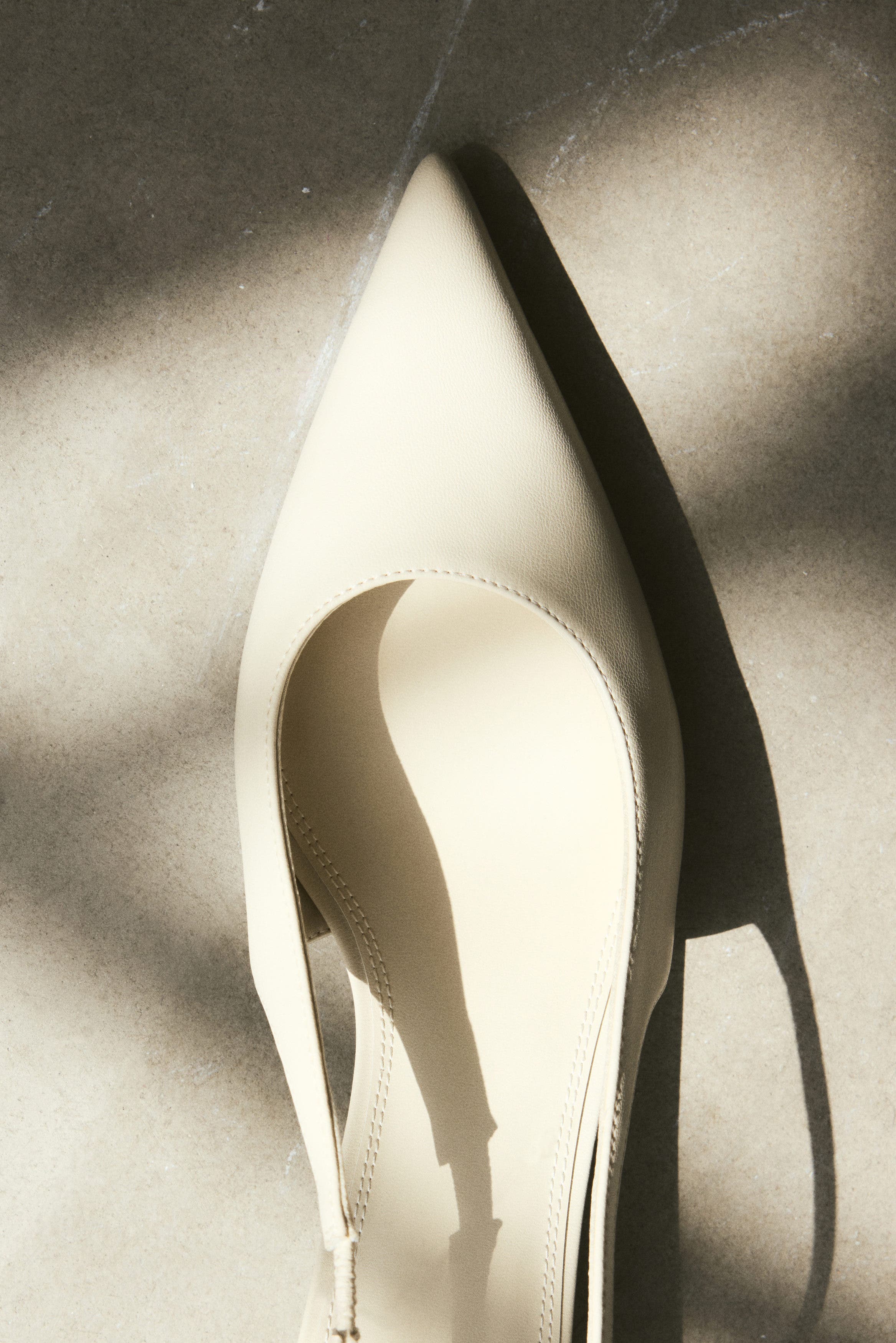 H&M Kitten-heeled pointed slingbacks, Alternate, color, Light Beige