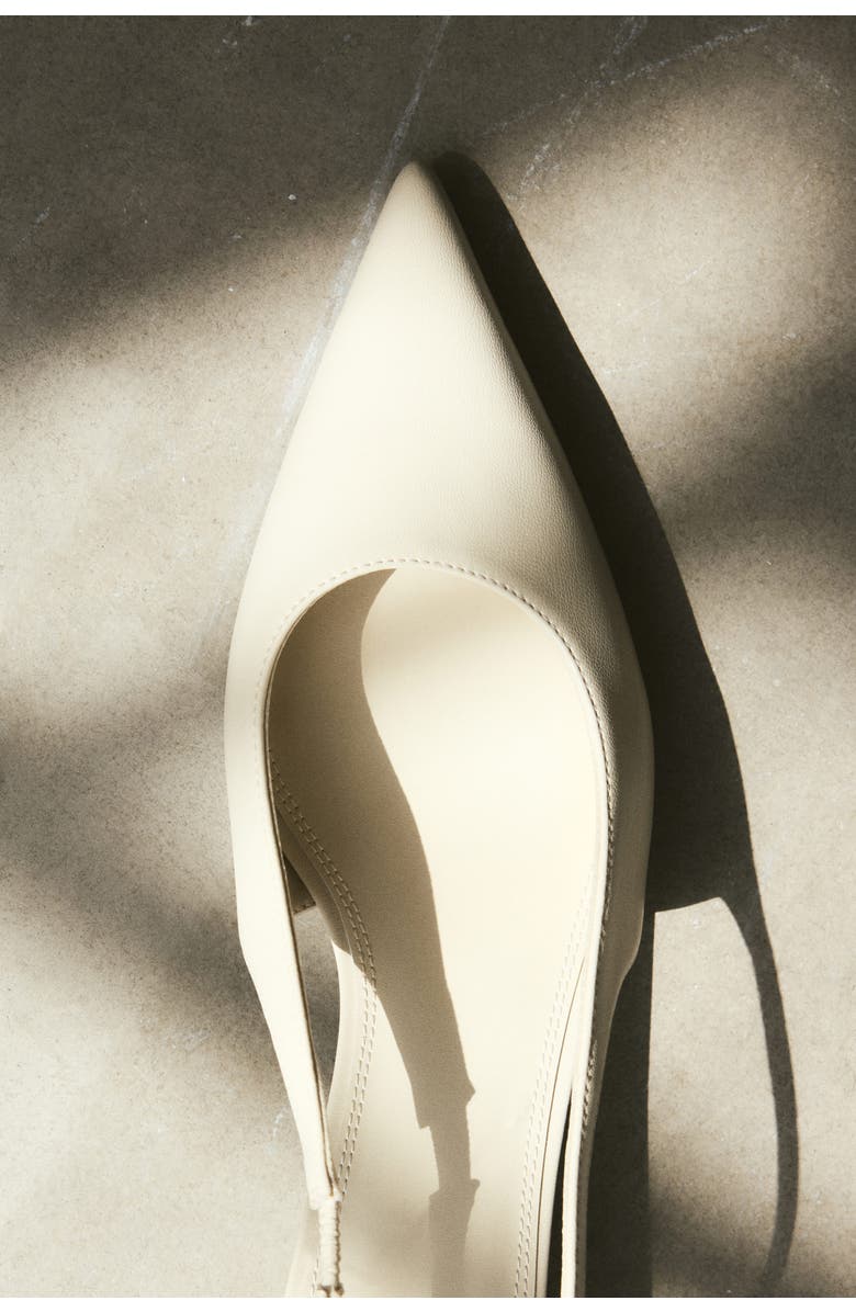 H&M Kitten-heeled pointed slingbacks, Alternate, color, Light Beige