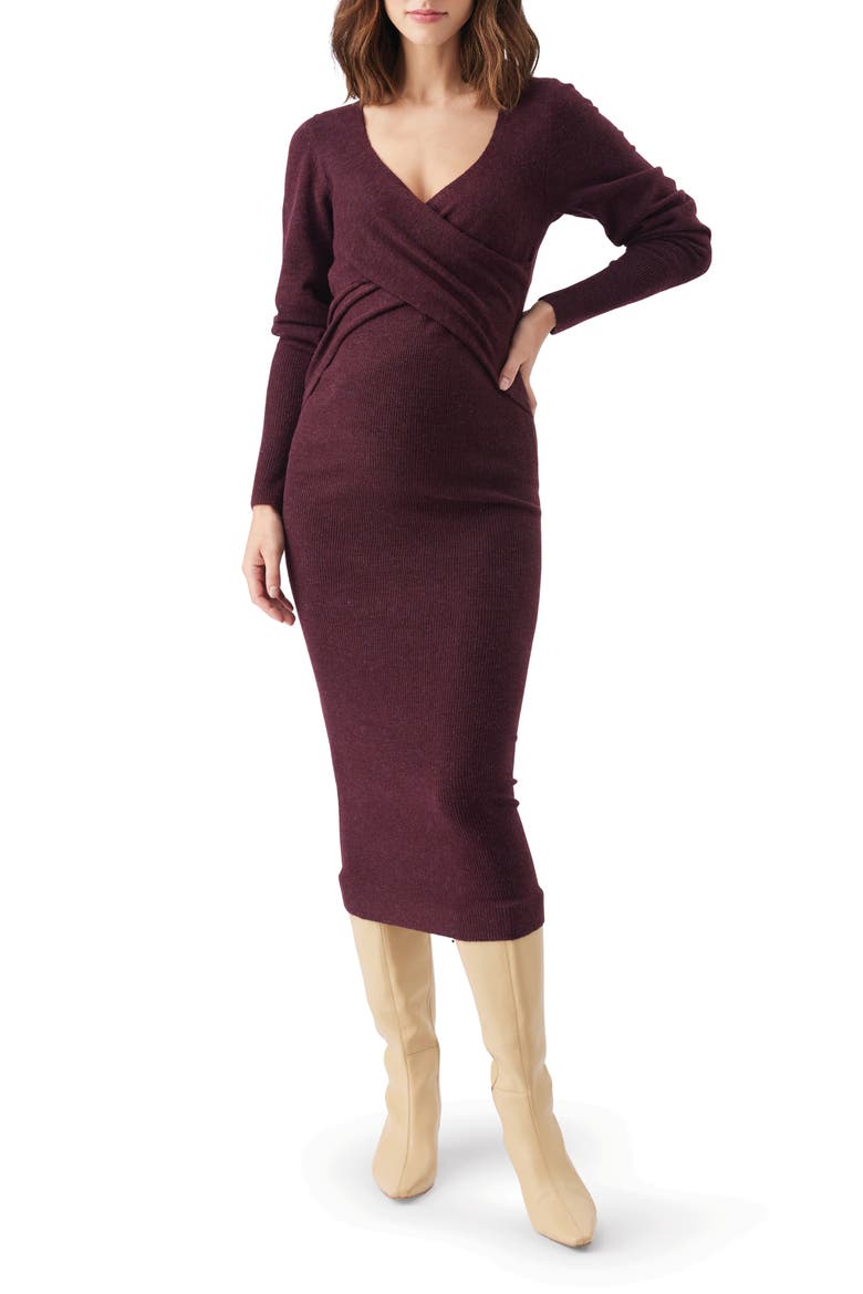 Heidi Nursing Knit Dress, Main, color, Burgundy